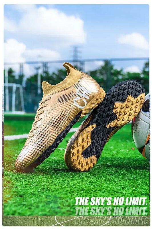 Kinder-Fußballschuhe mit Zehenschutz gegen Stöße, Schnürverschluss, kurzen rutschfesten Stollen, strapazierfähig und atmungsaktiv, für Outdoor-Spiele auf Rasen