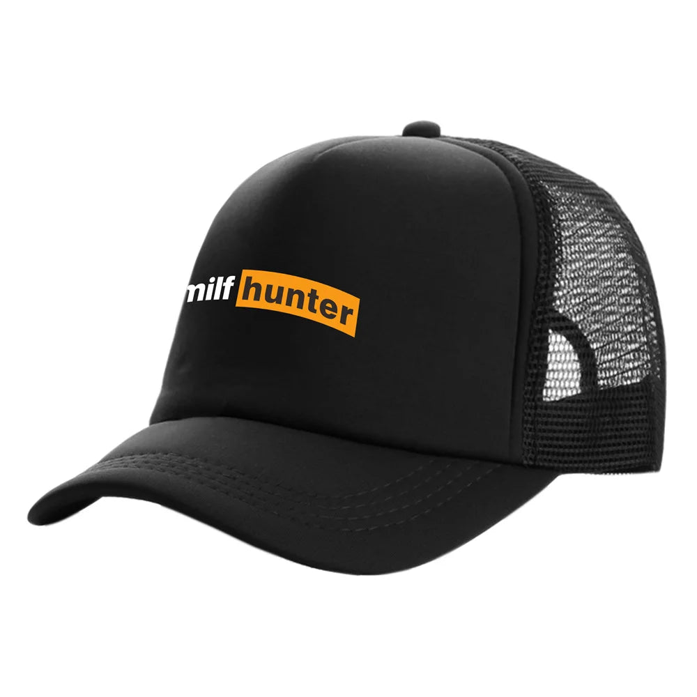 Bonés de camionista Milf Hunter — Bonés de moda Milf Hunter — Bonés de basebol — Bonés de malha para o sol, verão e atividades ao ar livre — MZ-506
