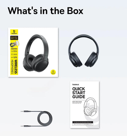 Baseus Wireless Headphones Bluetooth 5.3 HIFI Level Earphone 40mm Driver Foldable Over Ear Headsets 70H Playtime Spatial Audio
