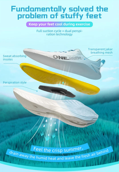 ONEMIX Casual Running Shoes Breathable Summer Jogging Shoes Men Lightweight Women Gym Shoes Outdoor Male Cushion Sports Shoes