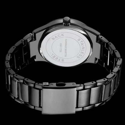 Hannah Martin Herrenuhr, Edelstahlgehäuse, Quarzwerk, 41-mm-Zifferblatt, Business-Stil, mit Kalenderanzeige (Imitation)