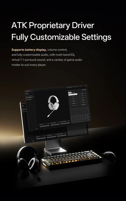 ATK Neptune N9 eSports Gaming Wireless Headset Four Modes Head Mounted Noise Cancelling Microphone Low Latency Gaming Headphones