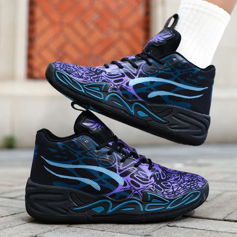 Basketball Shoes for Men Soft Lightweight Training Field Anti-Slip Shock-Absorbing Breathable Comfortable High-Top Sneakers for Men