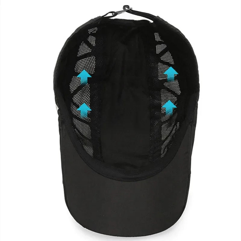 Boné de basebol unissexo com letras impressas, de secagem rápida; chapéus de sol; bonés de malha respirável para atividades ao ar livre no verão; boinas; viseiras; chapéus de golfe