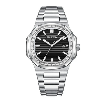 AOCASDIY Montre de luxe professionnelle étanche pour homme, date luminescente, acier inoxydable, carrée, à quartz, reloj hombre