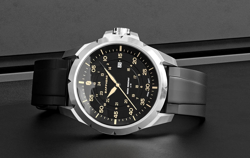 Orologio da uomo SAPPHERO – Orologio al quarzo di lusso, impermeabile fino a 50 m, dotato di un meccanismo importato e di una cassa in acciaio inossidabile – Un’idea regalo ideale per l’uomo.