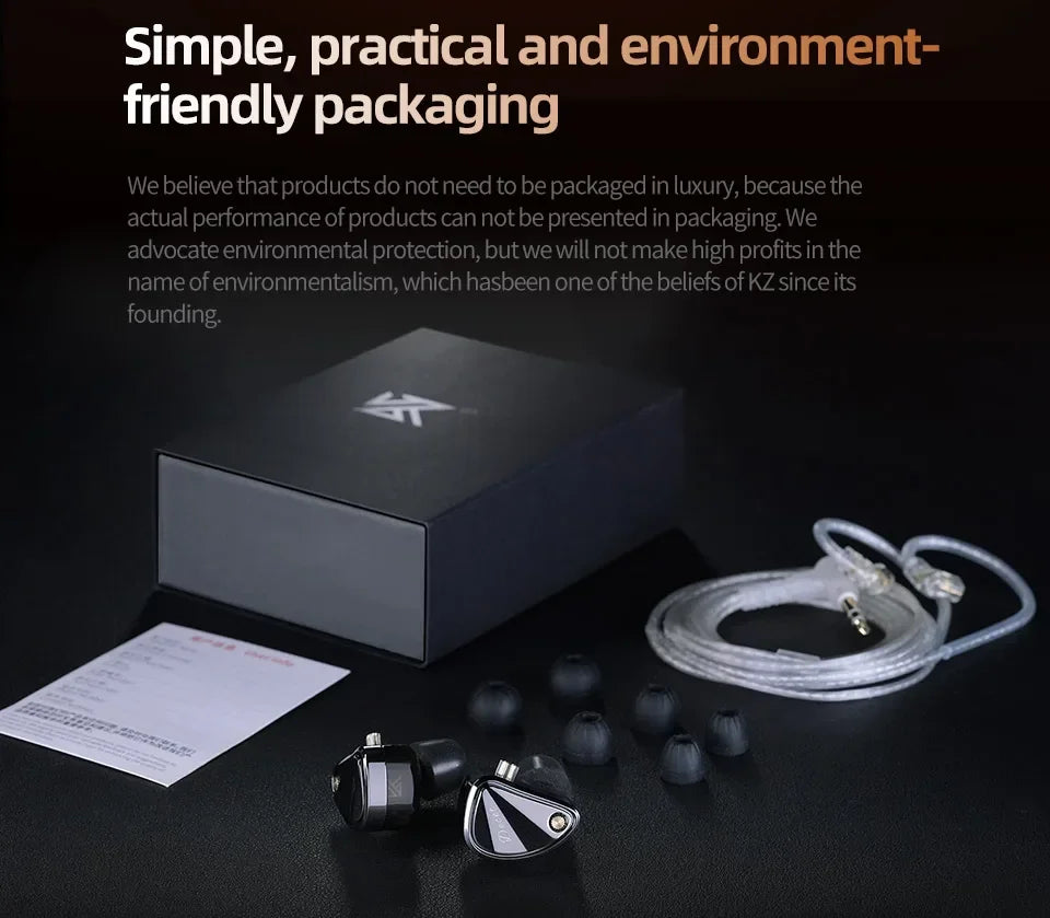 KZ Decet 5DD Dynamic Drive Earphones Adjustable Earbuds 10 Unit Upgraded Drive HIFI in Ear Wired Music Headphones 2PIN Cables