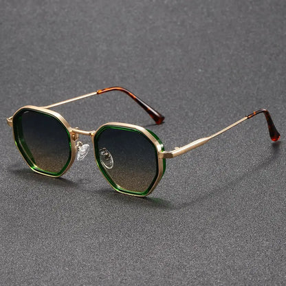 1PCunisex Round Metal Fashionable Sunglasses, Retro Style, Fashionable Basic Model, Classic Color Contrast Matching