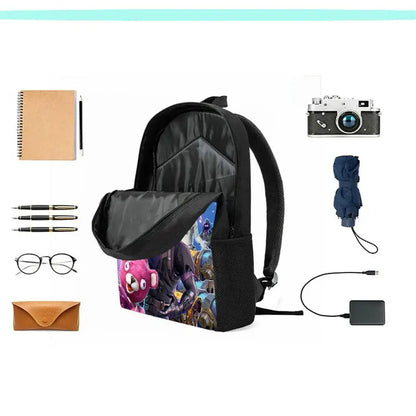 Fortnite Cartoon 15-inch Lightweight Backpack With Adjustable Shoulder Straps Kids Daily School Bag For Boys Girls Age 5-9