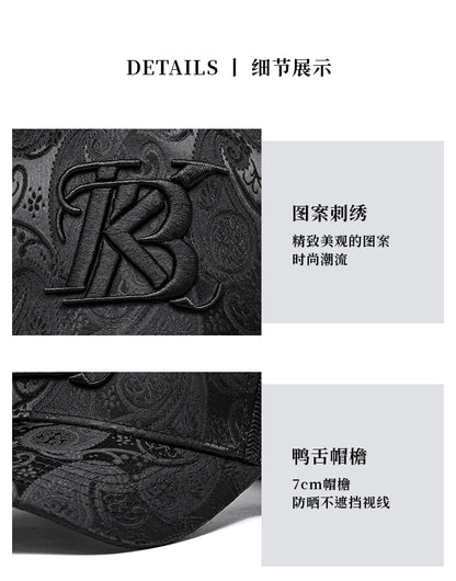 2024 Fashion Embroidery High top Baseball Cap Men's cashew print outdoor casual Cap face Trim four seasons