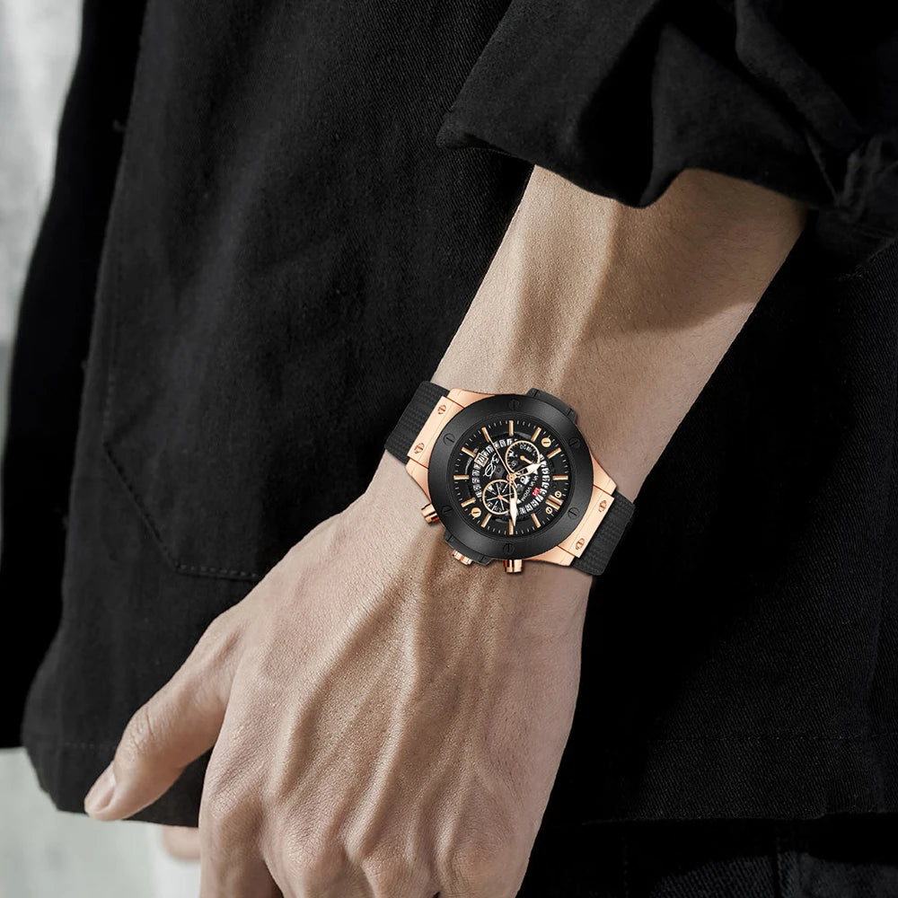 Montre pour homme de luxe, sportive, bracelet en silicone, mouvement japonais, calendrier, quartz, étanche – Relogio Masculino