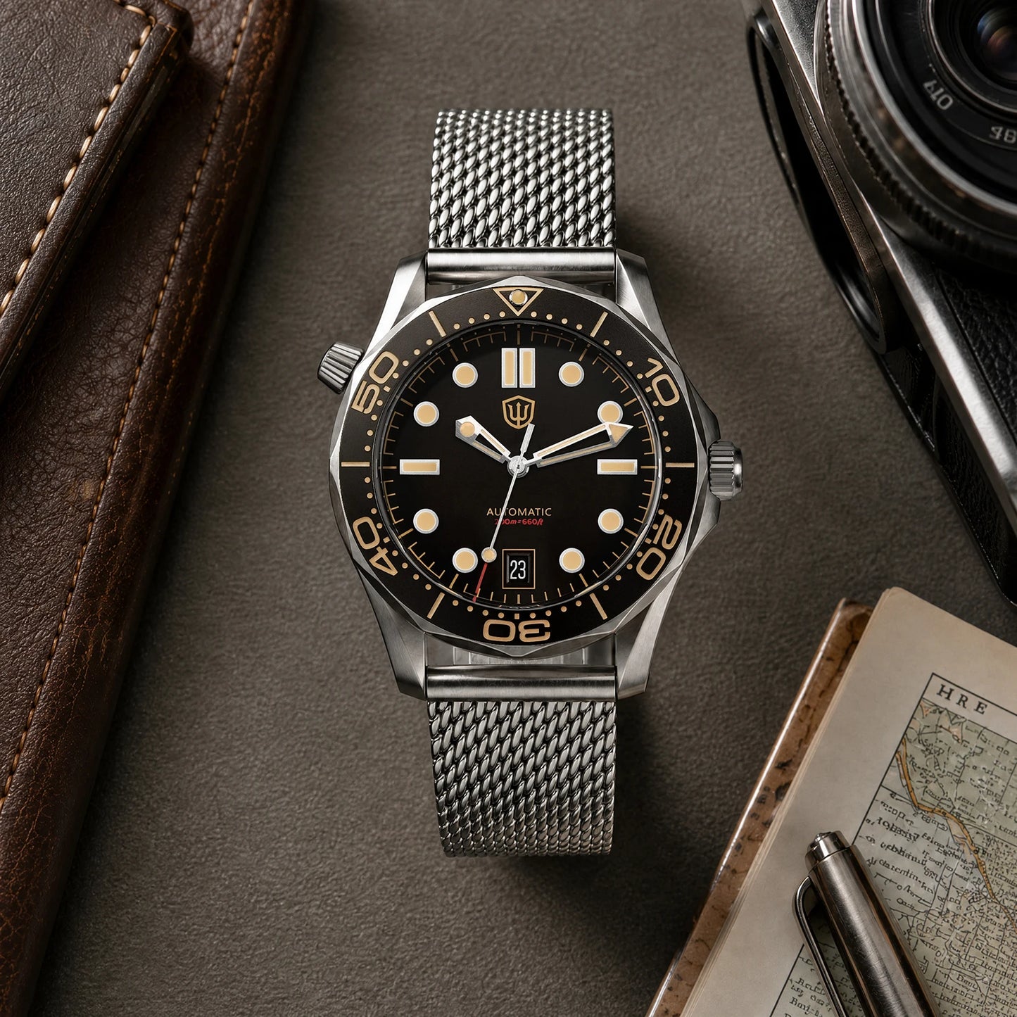 Watchdives WD007 V2 39mm Titanium Dive Watch PT5000 Automatic Movement Luminous 200m Waterproof Domed Bubble Sapphire Watches