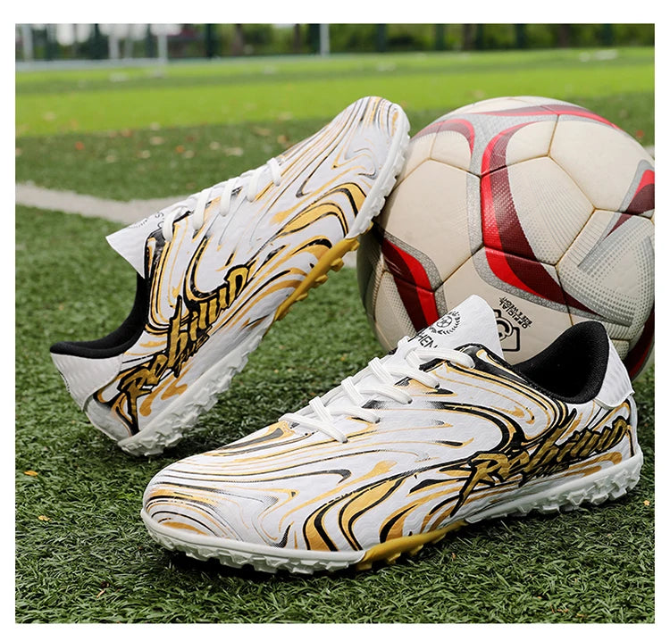 Chaussures de football pour hommes de haute qualité, sans lacets, couleur rose, modèle à enfiler, crampons antidérapants, chaussures de football pour garçons, modèles TF/FG pour l'entraînement, chaussures de football p