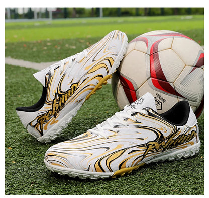 Chaussures de football pour hommes de haute qualité, sans lacets, couleur rose, modèle à enfiler, crampons antidérapants, chaussures de football pour garçons, modèles TF/FG pour l'entraînement, chaussures de football p