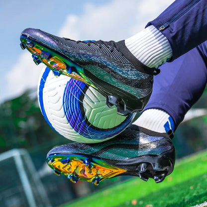 Chaussures de Football de sport pour hommes Fg/Ag, ongles longs, prairie artificielle pour adultes, chaussures spécifiques à l'entraînement durables, chaussures hautes antidérapantes