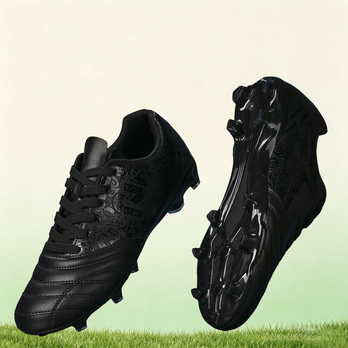 Chaussures de football multi-clous AG/FG pour adultes, tige en PU confortable, crampons antidérapants et résistants à l'usure pour les jeux en plein air sur gazon artificiel