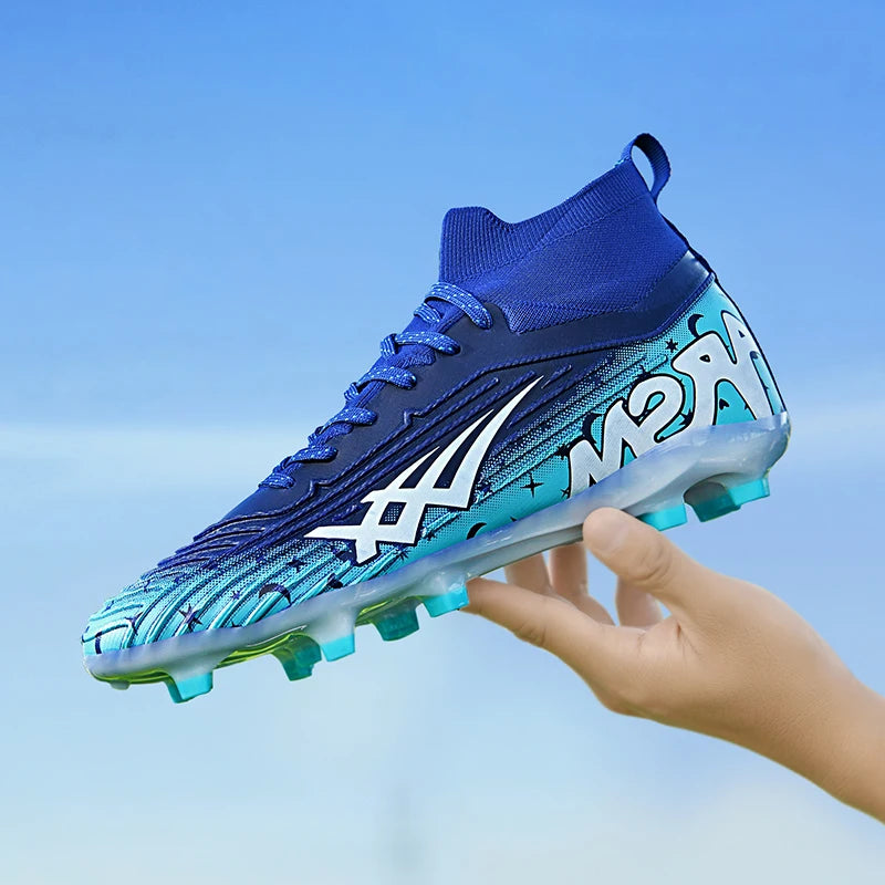 Chaussures de football pour hommes et femmes, chaussures de sport à crampons longs, idéales pour les étudiants, les matchs et l'entraînement.