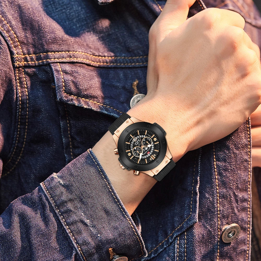 Montre pour homme de luxe, sportive, bracelet en silicone, mouvement japonais, calendrier, quartz, étanche – Relogio Masculino