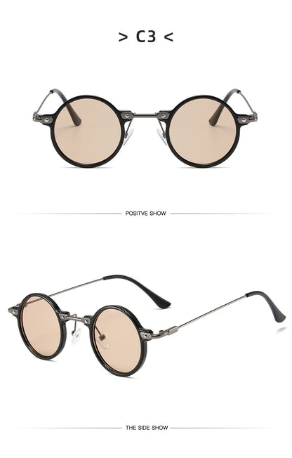 Runde Sonnenbrillen für Männer und Frauen, Retro-Steampunk-Sonnenbrillen, Herren- und Damenbrillen, Marken-Designerbrillen, Metallrahmen, Sonnenbrillen, Oculos De Sol