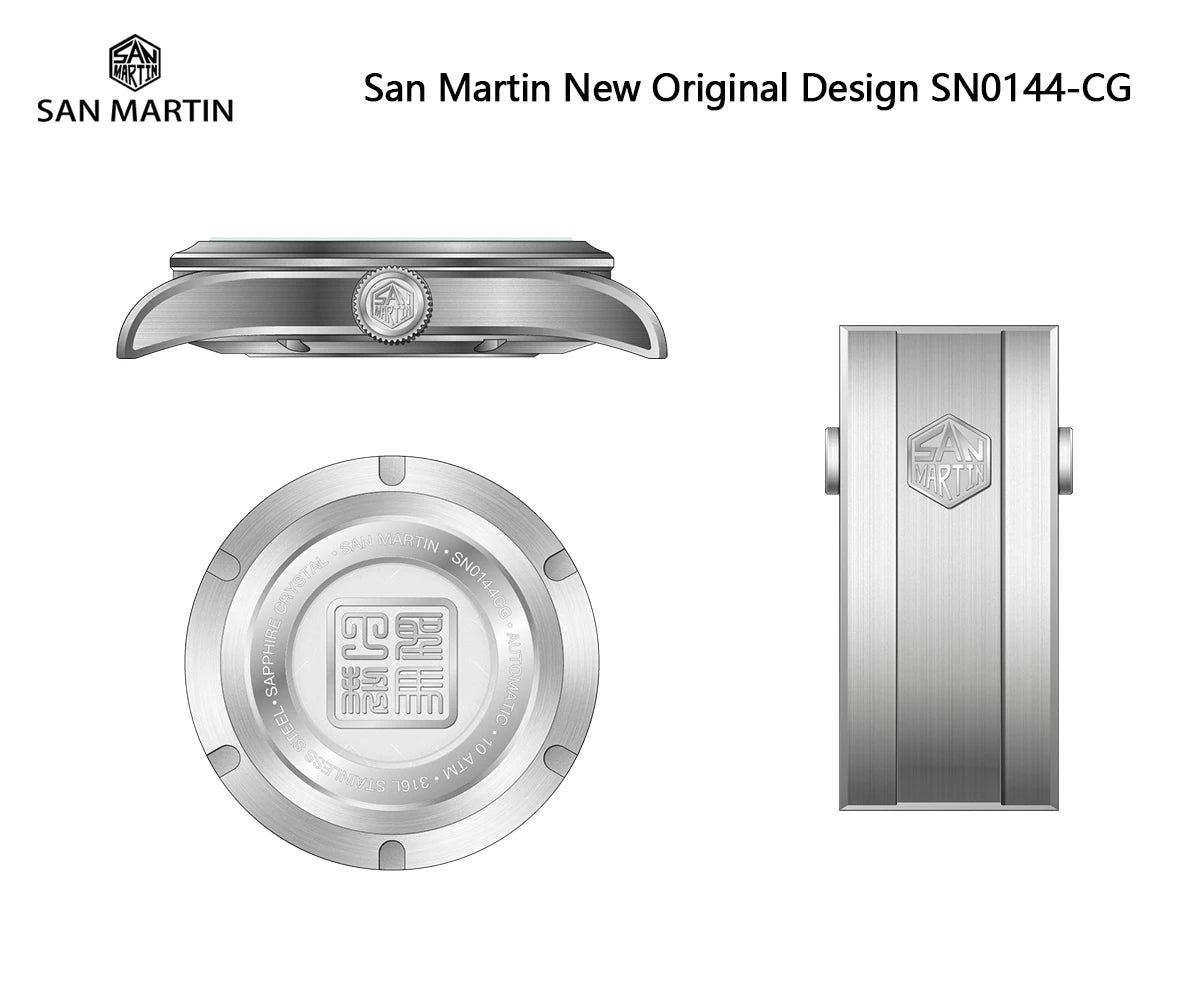 San Martin New 39mm Gada Watch Chinese Style Original Design Sunburst JianZhan Miyota 90S5 Men Dress Automatic Mechanical SN0144
