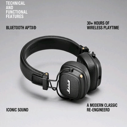 Marshall MAJOR III Bluetooth Wireless Headphones Earphones Deep Bass Foldable Sport Gaming Rock Headset Reduction Microphone
