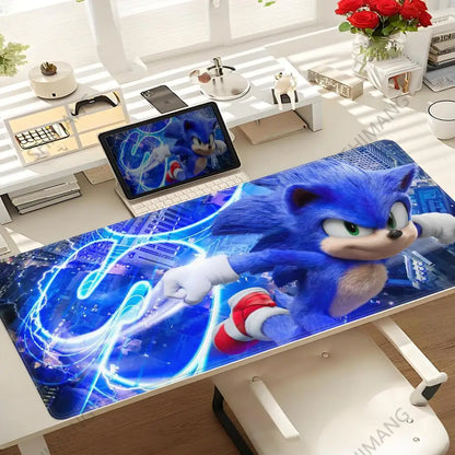 Anime Sonic The Hedgehog Mouse Mat Desk Mat With Pad Gaming Accessories Prime Gaming XXL Keyboard Pad Padding Mat