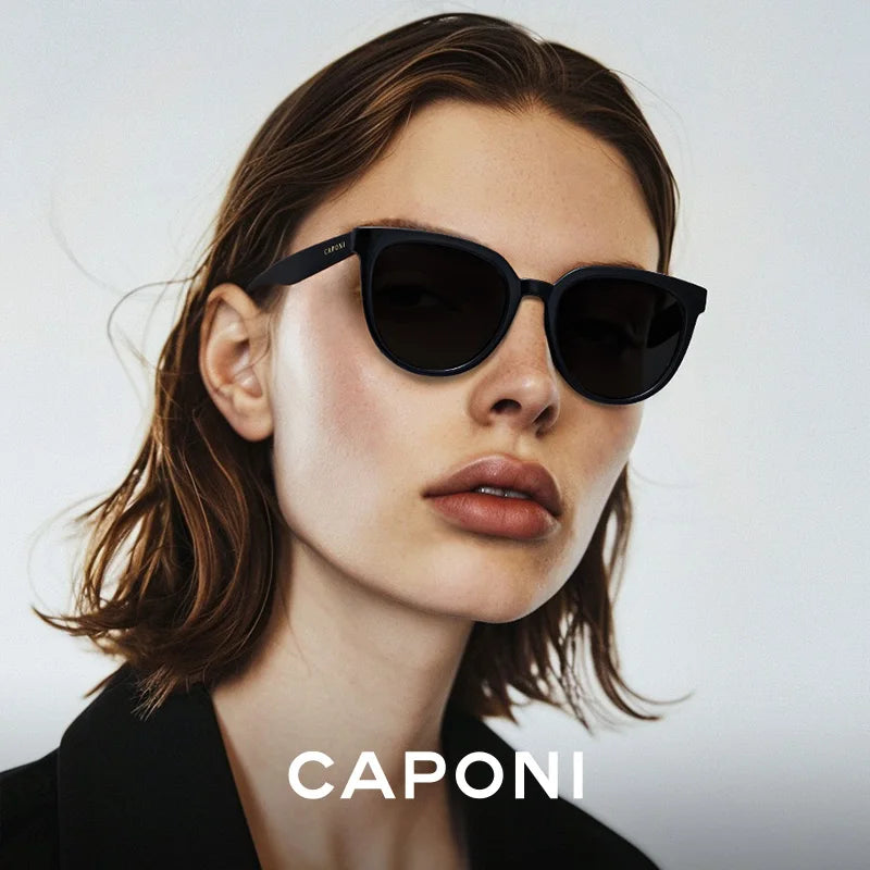 Óculos de sol de design da marca CAPONI para mulher, estilo retro, para raparigas, estilo coreano, polarizados, com proteção UV, modelo BH31031