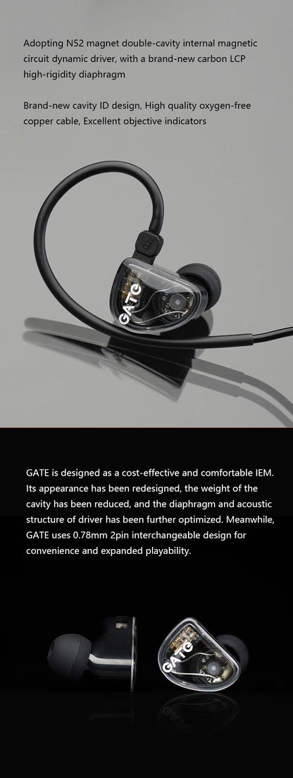 TRUTHEAR GATE Earphone Dynamic In-Ear Headphone with 0.78 2 pin Cable Gaming Earbuds