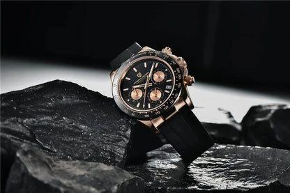 Originale neue PAGANI DESIGN PD-1664 Luxus-Herrenuhr mit japanischem VK63-Quarzwerk, Saphirglas, wasserdichtem Chronographen, Gold