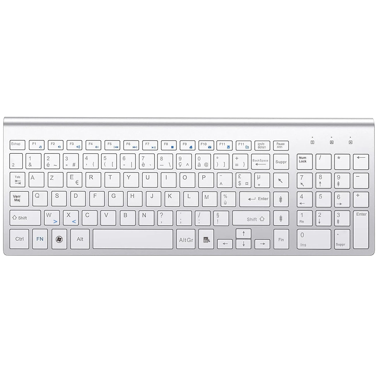French Wireless Keyboard Ultra Slim 2.4G Silent Compact Energy Saving AZERTY Layout Keyboard Set for Windows PC Laptop