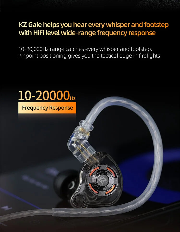 Pre-order KZ Gale In-Ear Super-Linear Driver Hifi IEM Earphone for Game with Detachable Silver-Plated Recessed 2-Pin Cable