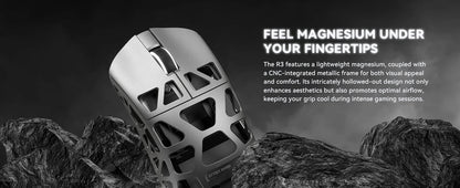 ATTACK SHARK R3 8KHz Magnesium Alloy Mouse, PixArt PAW3395 Sensor, up to 26000 DPI, 2.4G/BT/Wired, 46g superlight, for PC/Mac