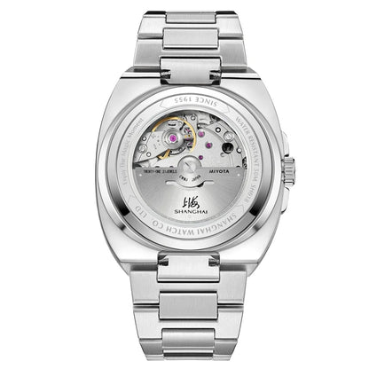Montre pour homme Shanghai Watch, mécanique automatique, cadran carré, luminescente, étanche jusqu'à 50 m, affichage de la date, montre-bracelet décontractée SH018