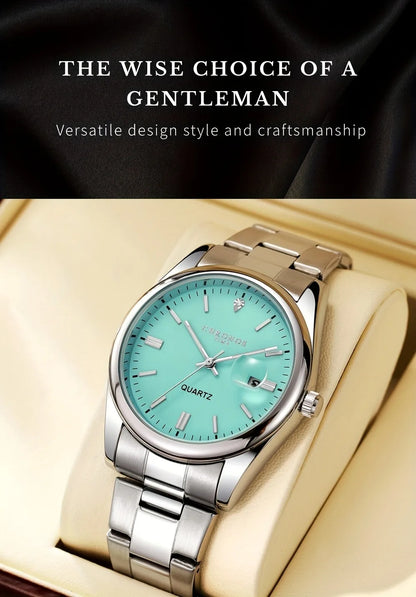 CHRONOS Montres de luxe pour homme, étanches, avec date luminescente, montres-bracelets à quartz pour homme, en acier inoxydable, Reloj