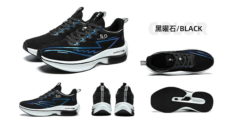 Herren-Sportschuhe – professionelle, gedämpfte Laufschuhe mit Carbonplatte, atmungsaktive Schnür-Sneaker für Freizeit, Marathon und Training
