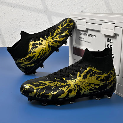 Chaussures de football pour adultes AG FG pour terrain ferme, crampons flexibles en PU à haute traction pour hommes, pour les matchs de football en extérieur et l'entraînement.