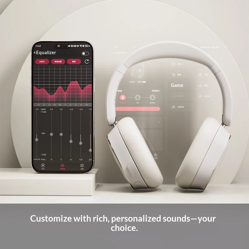 FiiO EH13 Headphones Over Ear Wireless Bluetooth Dynamic ANC Noise Reduction LDAC HiFi Audio Long Battery Life Game Headset Gift