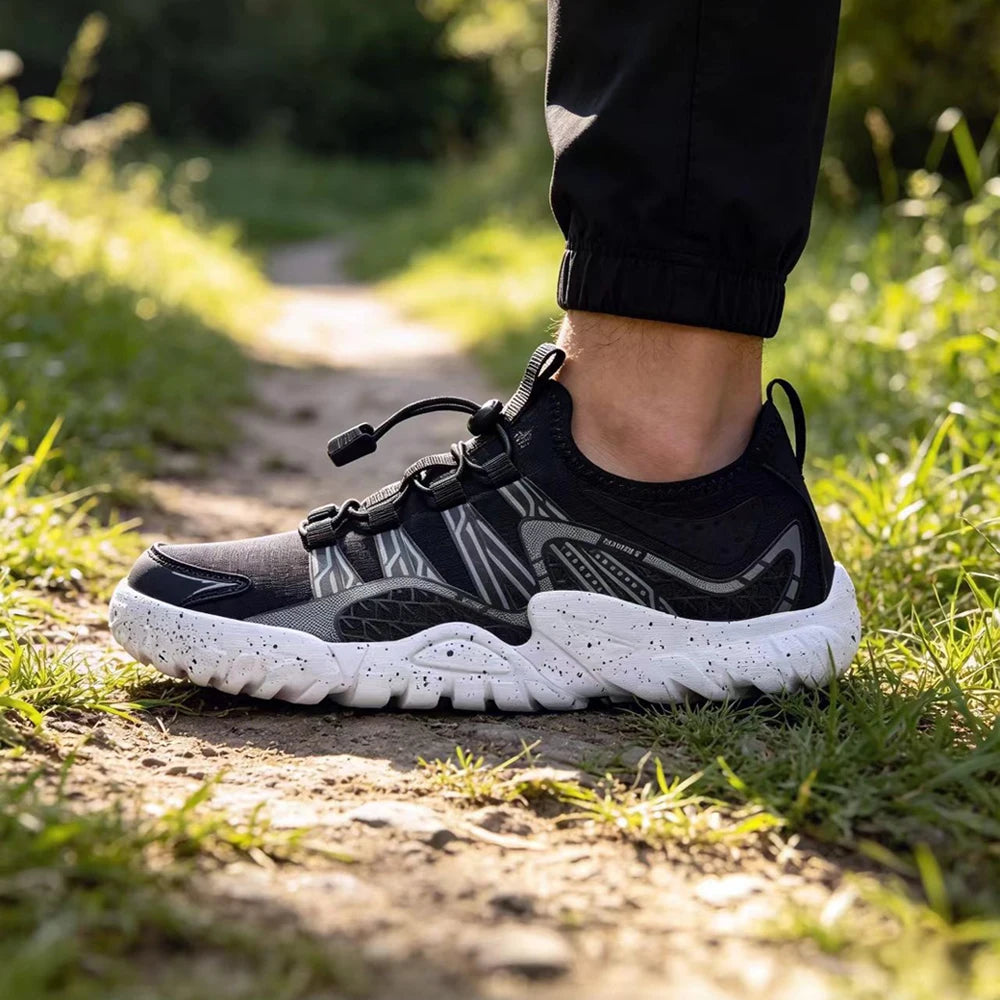 Oiaano Wide Barefoot Man Sports Shoes Black Mesh Knit Ultra Light Breathable Leisure Working Jogging Outdoor Soft Sole Zero Drop