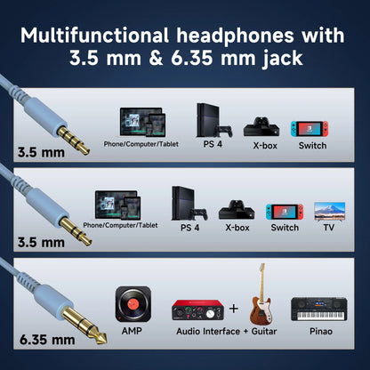 Oneodio Pro-10 Wired Headphones with 50mm Quality HiFi Drivers Stereo Big Headphones Studio Mixing Recording Monitoring Headset