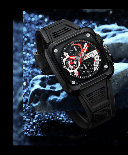 Montres pour homme CURREN : montre-bracelet de luxe à quartz, carrée, originale, étanche et luminescente, chronographe pour homme, Relogio