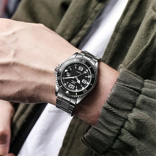 Luxusuhren für Herren aus Edelstahl – Quarzuhr mit Datumsanzeige, im professionellen und sportlichen Stil, im Trend