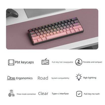 Wireless Gaming Mechanical Keyboard  Bluetooth 60 Percent RGB White Triple Mode Portable Keyboards  key board claviers teclado