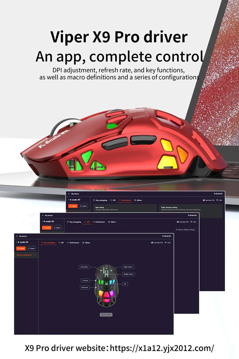 Lenovo Tri-Mode Lightweight Gaming Mouse with RGB Charging Dock 12000DPI 2.4G/Bluetooth/Wired Ergonomic Mouse for PC Laptop