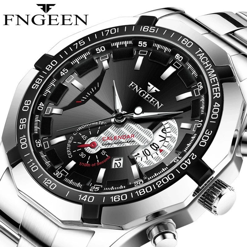 Férfi karóra, katonai, laza vagy sportos stílusú, kvarcmozgású, neves márka, teljes acélból készült, vízálló