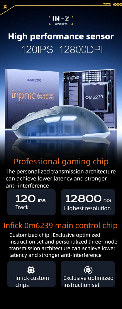 INPHIC INX SE Lightweight Wireless Gaming Mouse 12800DPI Flagship Touch 1000HZ Wireless Mouse Suitable for Desktop Laptops