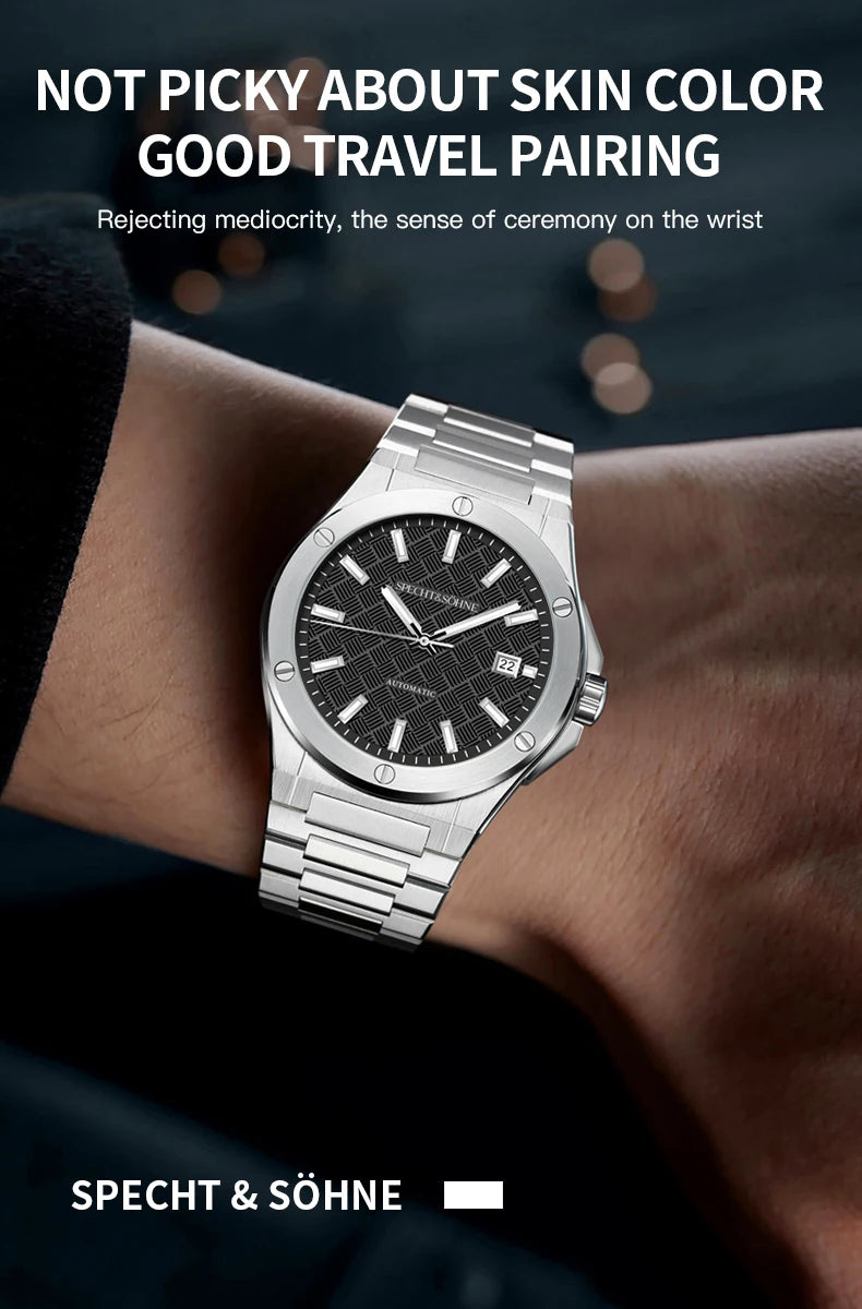 Specht&Sohne 2025 Neue 38MM Herrenuhr, Automatikuhr, Japan Miyota 8215 Uhrwerk, Stahl, Saphirglas, wasserdichte Reloj Homb