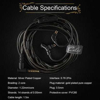 Celest Wyvern Black In Ear Earphone Monitor With Microphone Hifi Music Headphone IEMs Wired Gaming Earbuds For Gifts