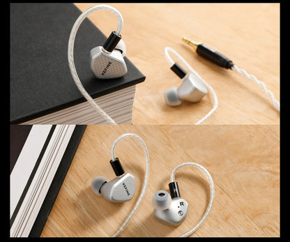Angelears Kefine Klean SV 10mm DLC Diaphragm Dynamic Driver IEMs Hi-Fi In-ear Earphone with Nozzles and SPC Cable