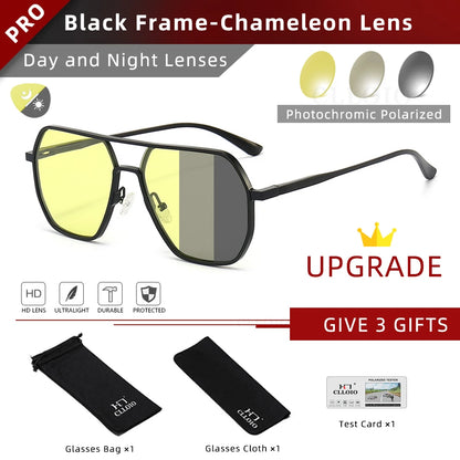 CLLOIO New Fashion Aluminum Photochromic Sunglasses Men Women Polarized Sun Glasses Chameleon Anti-glare Driving Oculos de sol