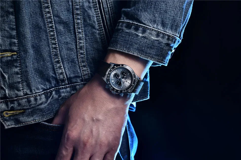 Originale neue PAGANI DESIGN PD-1664 Luxus-Herrenuhr mit japanischem VK63-Quarzwerk, Saphirglas, wasserdichtem Chronographen, Gold